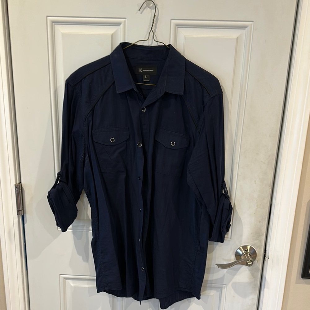 International Concepts Men's Navy Button-Up Shirt